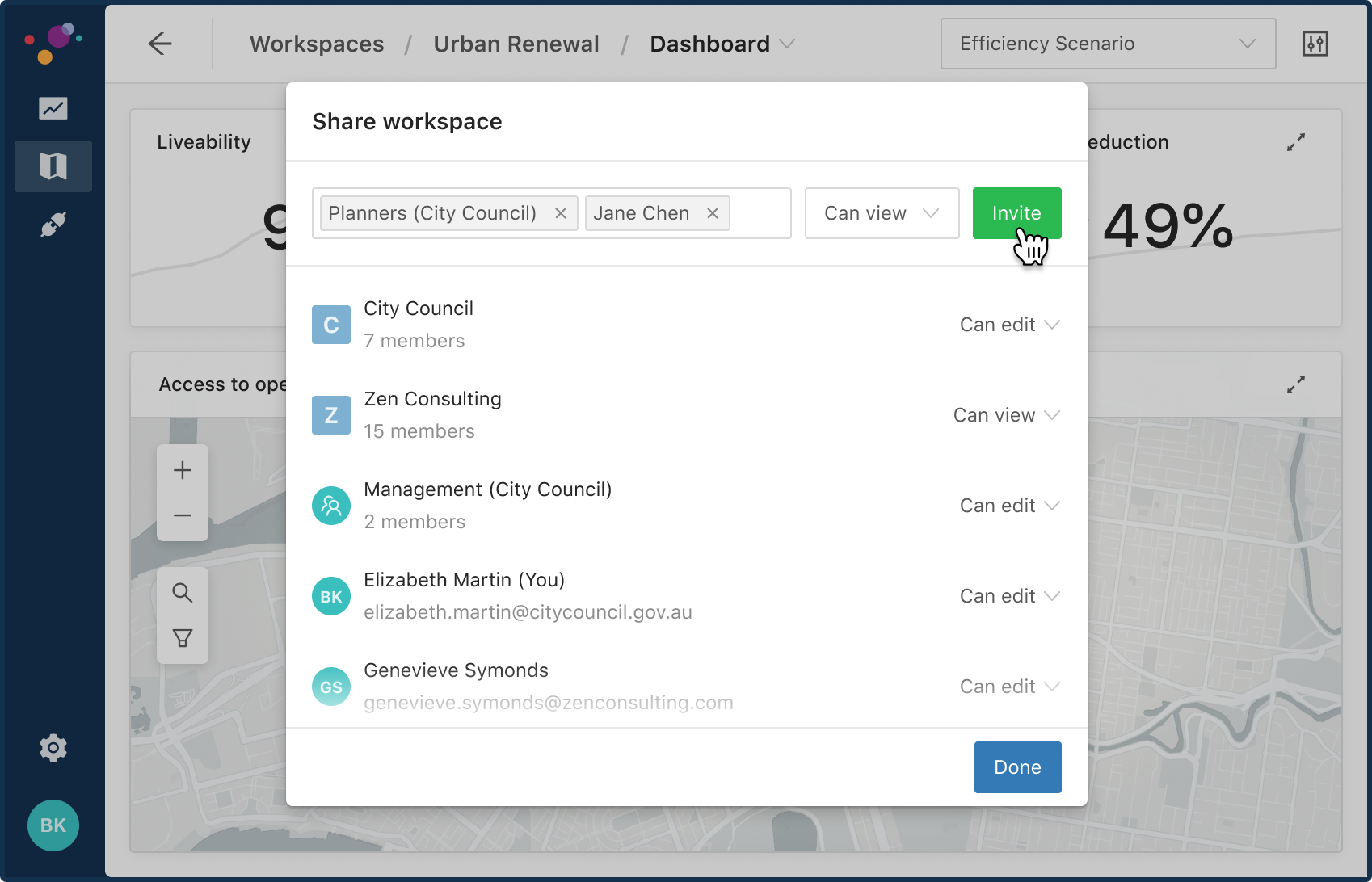 Screenshot of the Kinesis platform